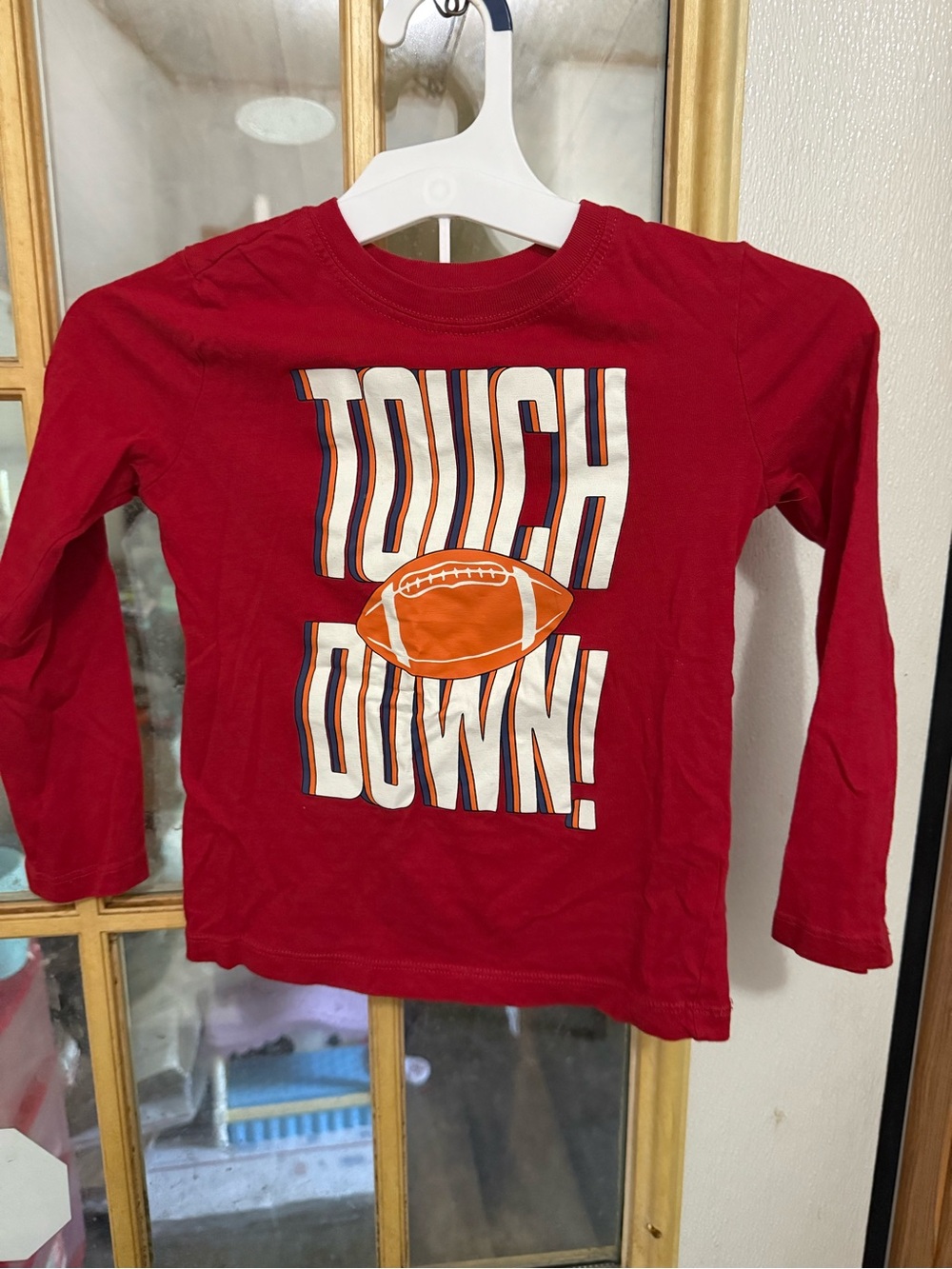 Carter’s Toddler Boys Size 4T Red Long Sleeve Touchdown Football Shirt
